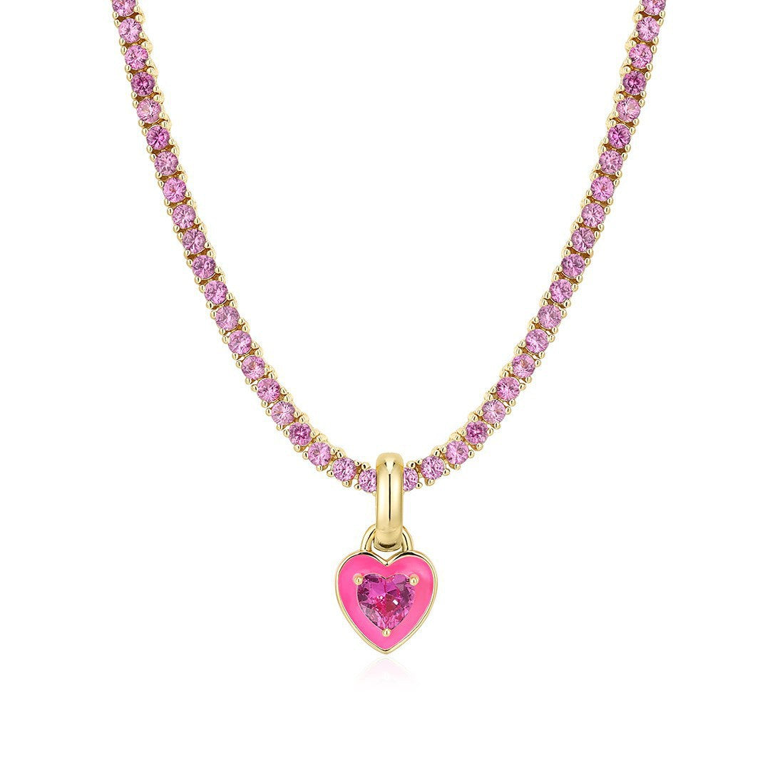 Wholesale Colored Zircon Titanium Steel Necklaces